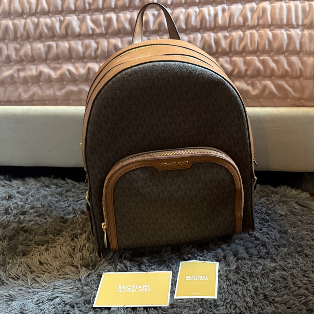 Michael Kors Dark Brown and Tan Backpack